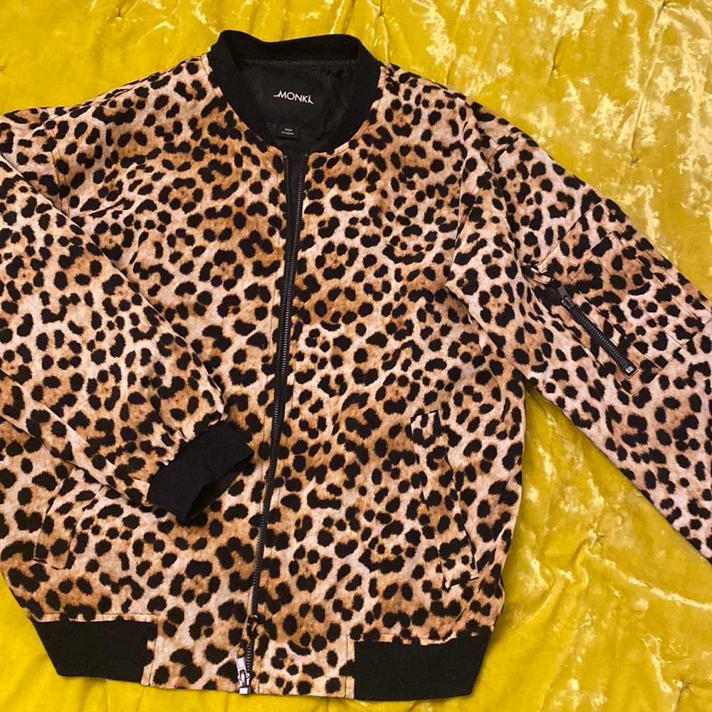 Leopard print bomber jacket